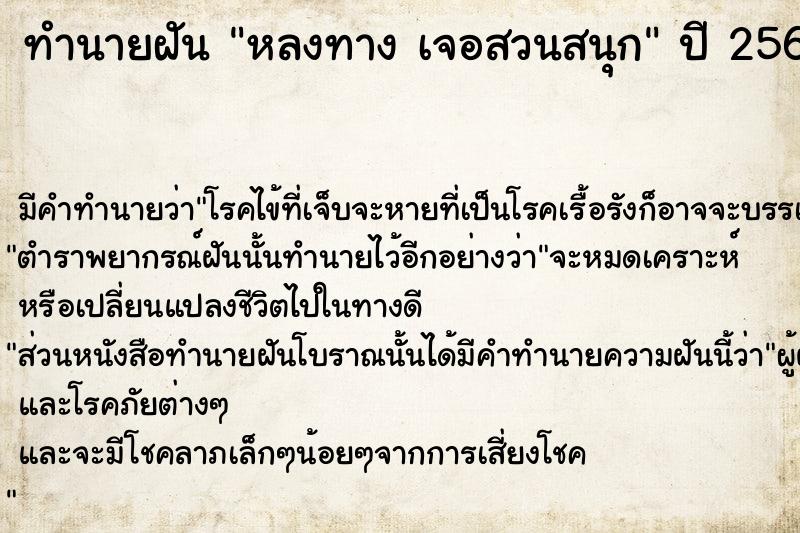 ทำนายฝันหลงทางเจอสวนสนุก ทำนายฝันทำนายฝันหลงทางเจอสวนสนุก